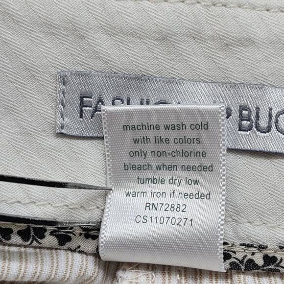 Fashion Bug Pants Womens 24 Beige Brown Striped Crop Capri Stretch Office Casual - Picture 5 of 10